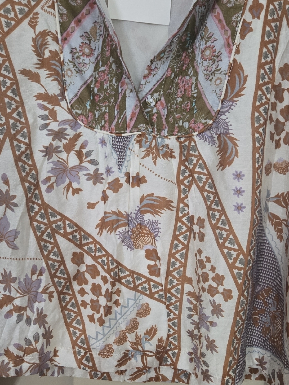 &merci Women's Printed Floral Long Sleeve Top - Cream & Brown Size Medium NWT - Picture 4 of 6